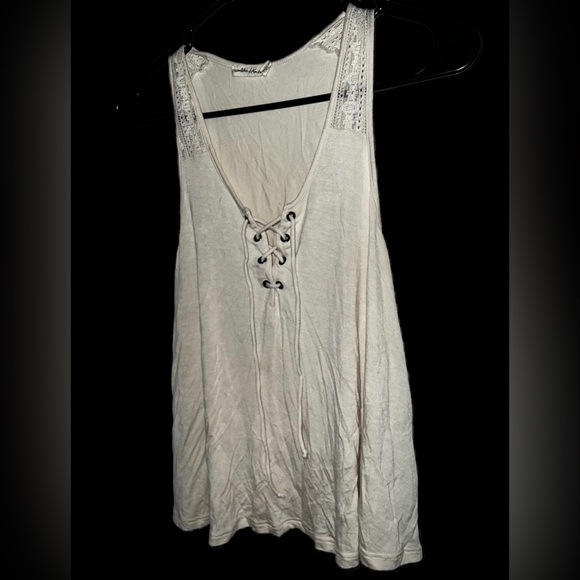Beige/Cream Flowy (Front-Tie) Tilly’s Tank Top - Picture 1 of 4